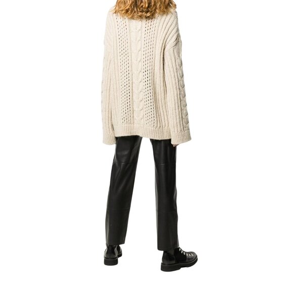 Nanushka Arwan Alpaca Cable Knit Sweater L Beige Cream Oversized - Picture 2 of 14